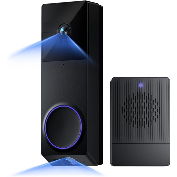 Restored WYZE Wireless Duo Cam Video Doorbell (Chime Included), Battery Powered, 2K Full HD Video, 2 Cameras (People and Package), 2-Way Audio, Color Night Vision (Refurbished)