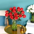 thumbnail image 5 of Zukuco 10PCS Artificial Roses Flower Silk Rose with Stem Realistic Artificial Long Stem Rose Valentine's Day Fake Roses Bouquet for Wedding Home Decoration (Red), 5 of 7