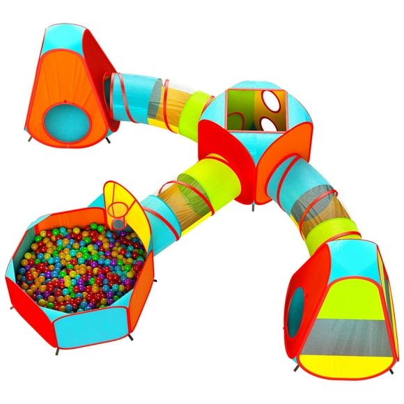 Play Tent Playz para niños, 7 unidades, con 1 piscina de bolas grande y 3 túneles de juego
