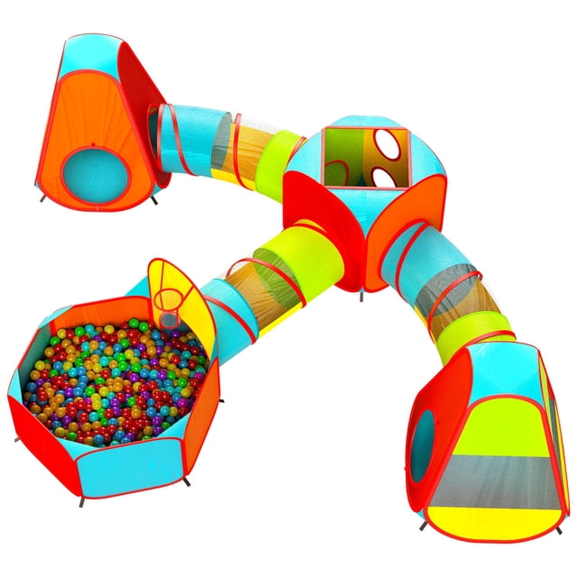 Play Tent Playz para niños, 7 unidades, con 1 piscina de bolas grande y 3 túneles de juego