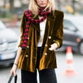 thumbnail image 4 of Baberdicy Womens Blazer Women's Golden Velvet Solid Colour Fashion Casual Top Jacket Womens Blazer Yellow, 4 of 5