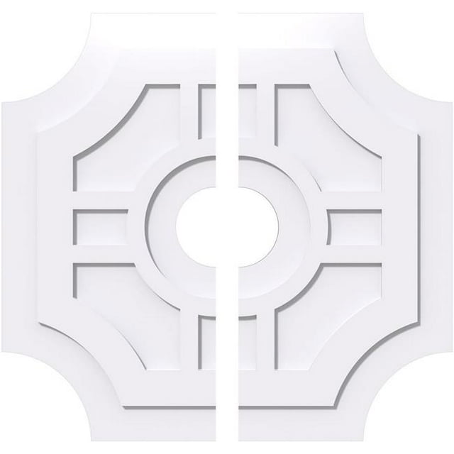 Ekena Millwork CMP32HS2-06000 32 in. OD x 6 in. ID Square Haus Architectural Grade PVC Contemporary Ceiling Medallion - 2 Piece