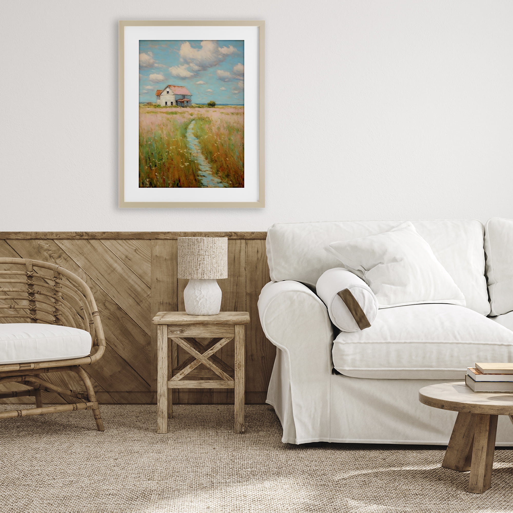 Stupell Industries House in Field of Flowers Birch Framed Print Under Glass, design by Creative Studio