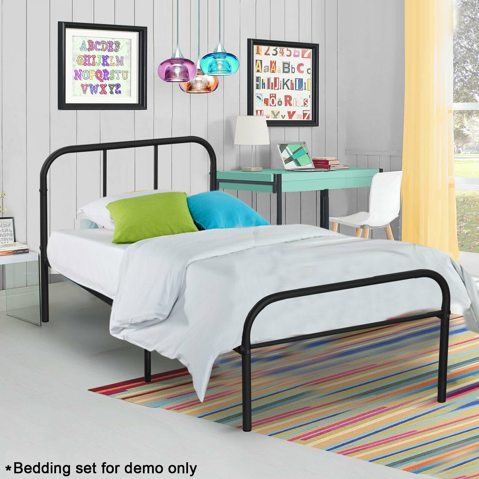 14/16.5 Inch Tall Foldable Metal Platform Bed Frame, Twin
