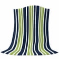 thumbnail image 6 of Navy Blue Green Striped Blanket Soft Cozy Warm Throw Blanket for Couch, Plush Fuzzy Flannel Fleece Blankets for Sofa, Modern Minimalist Ombre Lines Bed Blankets Lightweight Gifts for Women, 40"x60", 6 of 9