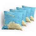 thumbnail image 5 of Ambesonne Travel Throw Pillow Cover 4 Pack, Caribbean Capitals Map, 20", Blue Ivory, 5 of 7