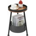 thumbnail image 4 of Small Round End Table, 2 Tier Round Side Table with Storage Basket,11.8”D*17.8”H Small Round Table,Sofa Side Table,Small Round Nightstand for Living Room Bedroom, 4 of 9