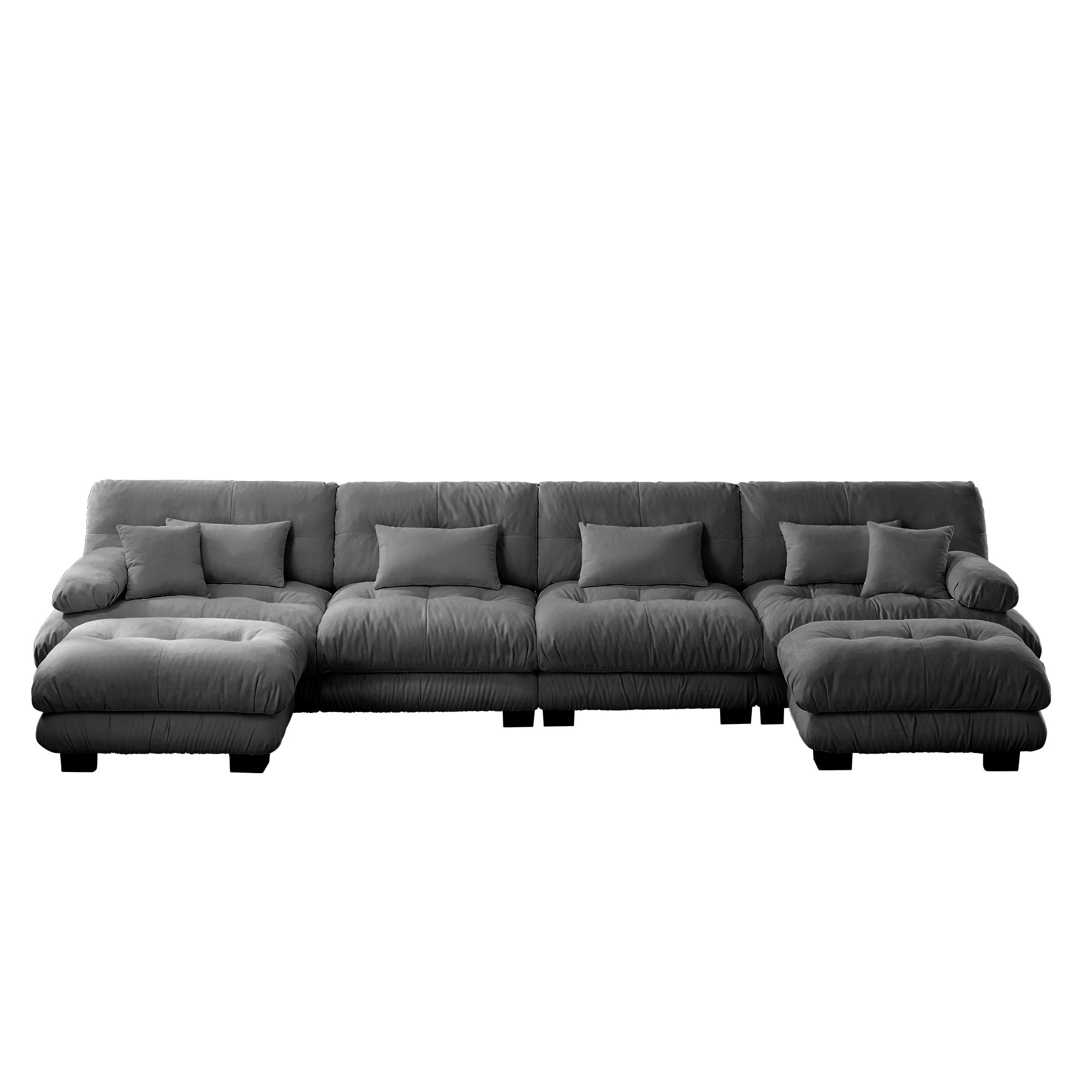 Gewnee White Chenille Cloud Couch 2 Seater Sofa for Living Room, Chenille 2 - Seat sofa with 2 Lumbar pillows and 2 throw pillows,