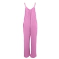 thumbnail image 4 of Adjustable Strap Jumpsuits Women V Neck Casual Summer Sleeveless Loose Jumpsuit Long Pants Rompers with Pockets Pink S, 4 of 7