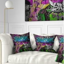 Designart Graffiti Wall Urban Art - Abstract Street Throw Pillow - 18x18
