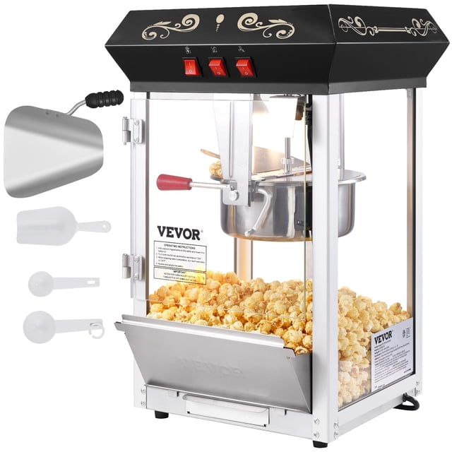 Máquina para hacer palomitas VEVOR 850 W, 240 ml, 48 tazas, lote con vidrio templado