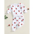 thumbnail image 5 of Suagox Baby Girls 2-piece Outfit, Strawberry Print Long Sleeve Crew Neck Sweatshirt with Elastic Waist Sweatpants Fall Clothes for 3-24 Months and 2-3 Years Old, 5 of 9