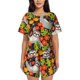 thumbnail image 1 of Fotbe Sloth on the Branch Conjunto de Pijama Estampado para Mujer, 2 Piezas, Ropa de Dormir con Camiseta de Manga Corta y Shorts Suaves-Medium, 1 of 6