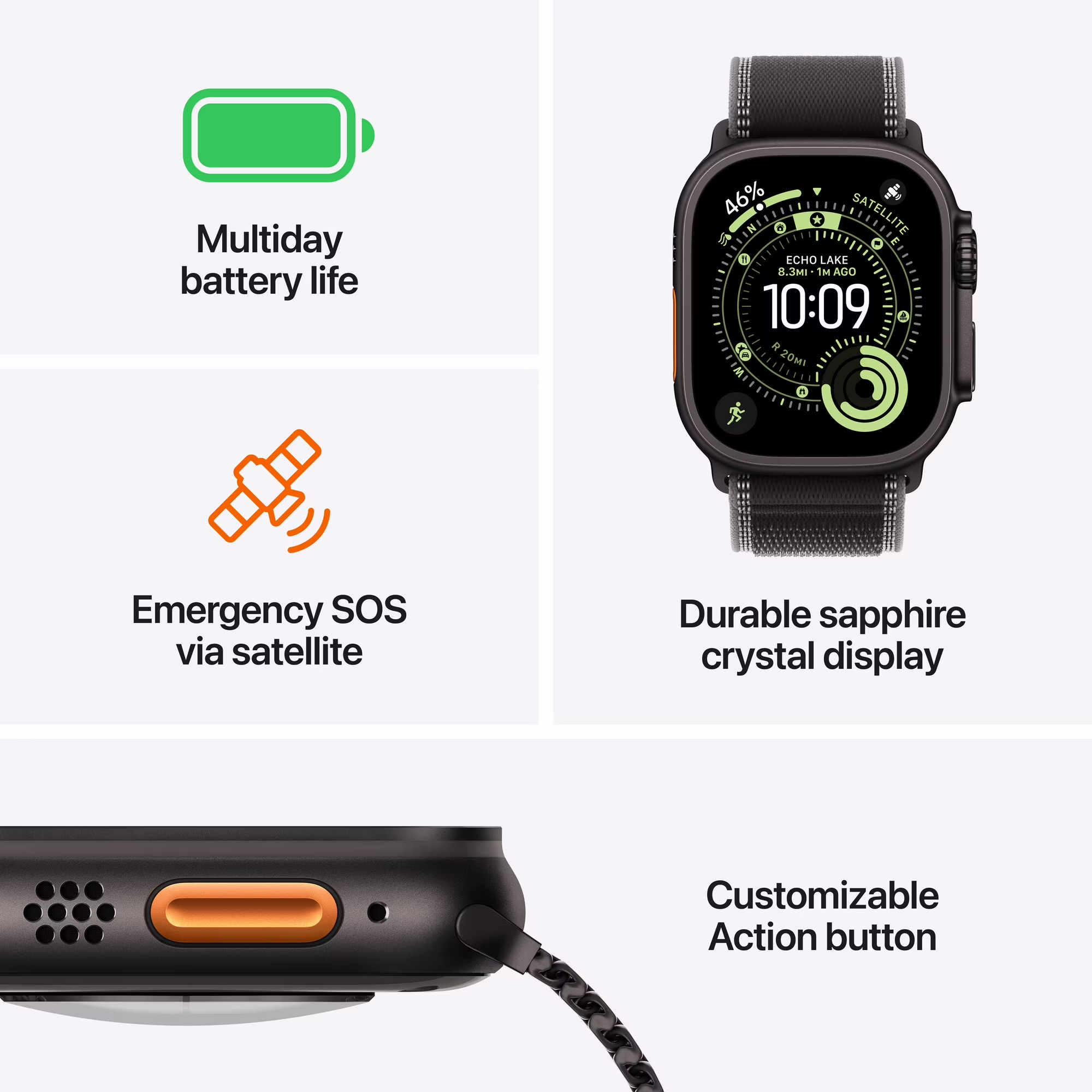 thumbnail image 3 of Apple Watch Ultra 3 (GPS + Cellular) 49mm Black Titanium Case with Black Alpine Loop - Medium, 3 of 3