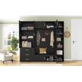 thumbnail image 5 of FFZ 4-in-1 Hall Tree with Padded Bench, 4 Hooks, Adjustable Shelves, Antique Black, 5 of 14