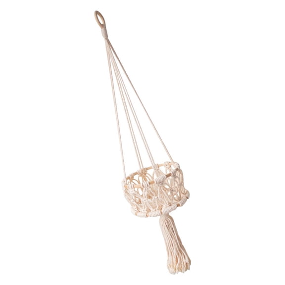 UPOUART Beige Cotton Rope Hanging Storage Basket Decorative Woven Fruit Vegetable Holder for Home