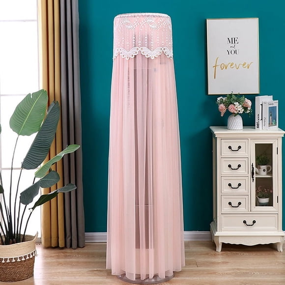 Nvzi Cubierta universal para aire acondicionado, cubierta cilíndrica vertical con borde de hilo para aire acondicionado, cubierta antipolvo, altura 180 cm, aire acondicionado universal (rosa)