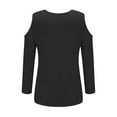 thumbnail image 5 of Tittly T Shirts for Women Tshirts Shirts Women's Tops V Neck 3/4 Sleeve Shirts Casual Blouses Cold Shoulder Tops Basic Tees Floral Print Tshirts Womens T Shirts Gym Clothes for Woman Black L, 5 of 5