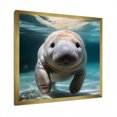 thumbnail image 2 of Designart "Manatee's Curious Gaze III" Animals Framed Wall Art Decor - Modern Blue Manatee Entryway Framed Wall Art, 2 of 6