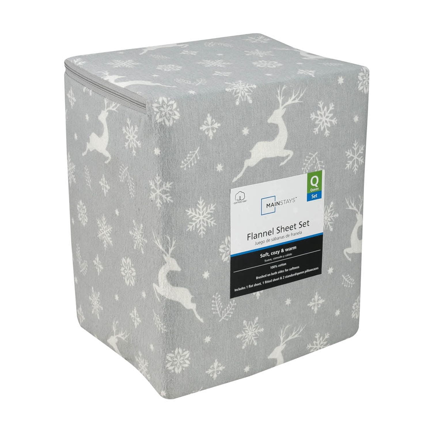 Mainstays Flannel Gray Fair Isle - Queen Sheet set