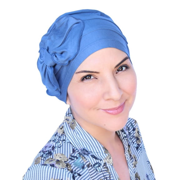 Bamboo Pleated Bow Cap Periwinkle Blue