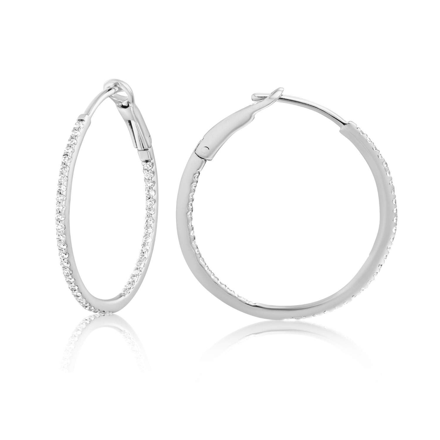 Brilliance Fine Jewelry 10K White Gold Polished and DiamondCut Round