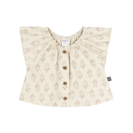 Modern Moments by Gerber Baby Girl Organic Ruffle Sleeve Top, Sizes 0/3 Months - 24 Months