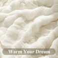 thumbnail image 5 of MJIAexp Faux Fur Throw Blanket for Couch, Cozy Soft Plush Thick Fuzzy Comfy Bubble Blanket and Fuzzy Plush Rabbit Fur Blanket for Sofa Bedroom Living Room, 60" x 80" Beige, 5 of 9