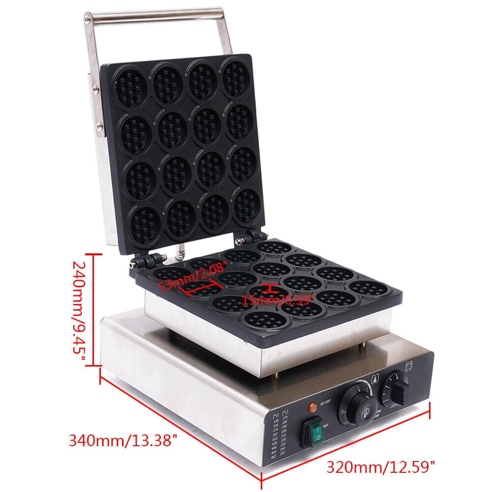 Miumaeov 16-Grid Electric Mini Round Waffle Maker Commercial Non-stick Waffle Baker Machine Time & Temperature Control 1750W 110V