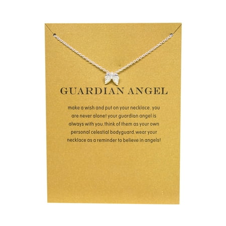 Angel Silver Necklace - StylesILove Inspirational Quote Valentine's Day Clavicle Chain Women's Necklace in Original Package (Silver, Guardian Angel)