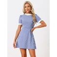 thumbnail image 2 of DARING DIVA Ruffle Neck Contrast Panel Color Vintage Dresses S Blue White, 2 of 6