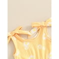 thumbnail image 5 of FEORJGP Kids Little Girl One-piece Shorts Jumpsuits 6M 12M 18M 2T 3T 4T Toddler Baby Sleeveless Overalls Casual Daisy 3D Bow Round Neck Ribbed Rompersn Cute Summer Clothes for Daily Vacation, 5 of 6