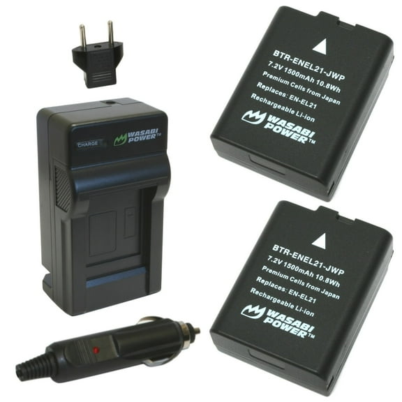 Wasabi Power Battery (2-Pack) and Charger for Nikon EN-EL21, MH-28