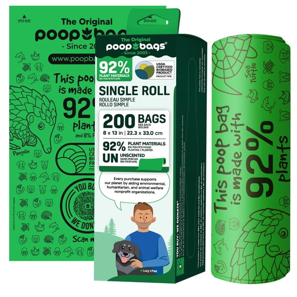 Bolsas para excrementos para perros The Original, 92% a base de plantas, 200 unidades