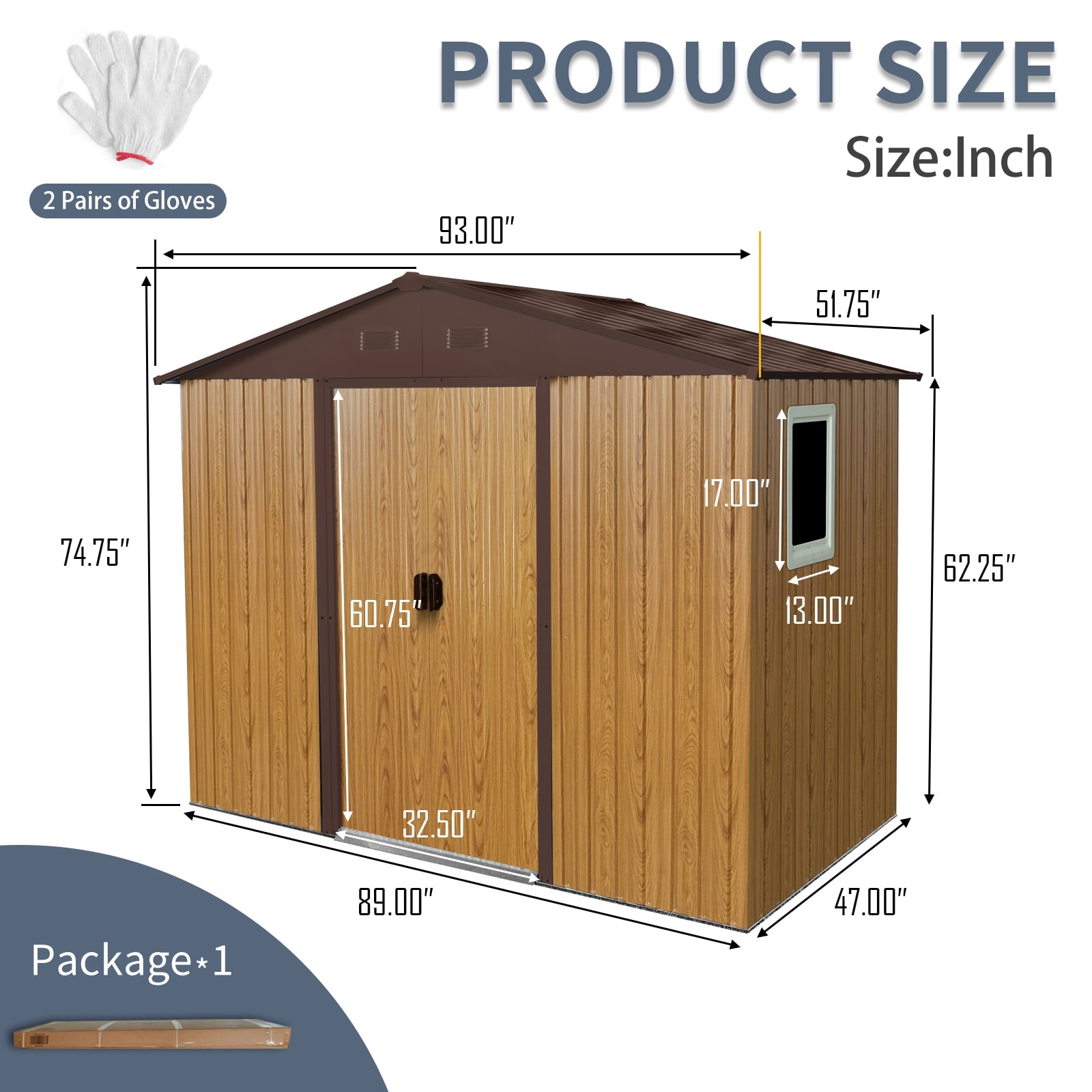 Alvantor 8 x 4 FT Outdoor Storage Shed Metal Garden Shed with Sliding Door and Window for Backyard, Garden, White
