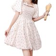 thumbnail image 2 of Vestido de verano con busto fruncido, vestido corto para mujer, vestido corto abullonado para mujer, vestido corto fruncido elaborado por expertos, 2 of 9