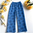 thumbnail image 6 of Blue Womens Jogger Pajamas Pants Loose fit Elastic Waist Wide Leg Pajama Bottoms,Lounge Sleepwear,Halloween Outfits for Women L, 6 of 6