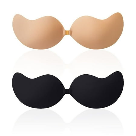 Sticky Bra  Backless Strapless Bra Push Up  Adhesive Invisible Lift Up Bras 2 Pairs Skin Color