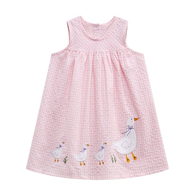 Robes pour Petites Filles Enfants Tout-Petits Filles Été Robe en Coton et Dentelle Manches Courtes à Volants Évasée Midi Décontractée Robes pour Bébé Rose 7 Ans-8 Ans