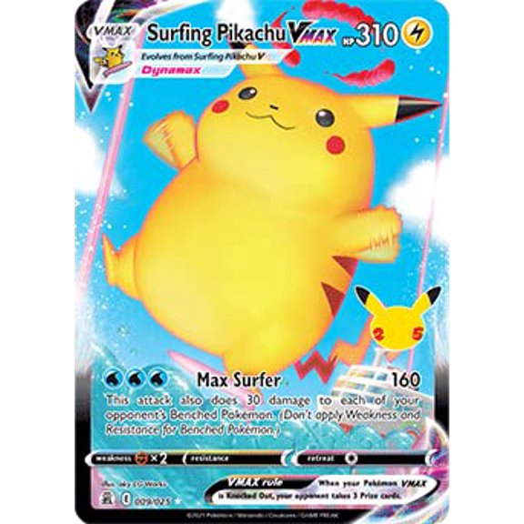 Juego de cartas coleccionables Pokemon Celebrations Surfing Pikachu VMAX