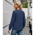 thumbnail image 6 of WBQ Women's Fall Blouses 2024 Fashion V Neck Tops Solid Color Ruched Loose Fit Blouses Trendy Tops, S-2XL, 6 of 8