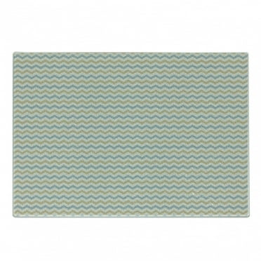 Beige Cutting Board, Chevron Stripe with Herringbone Line Pattern Geometric Arrangement Vintage, Decorative Tempered Glass Cutting and Serving Board, Small Size, Beige Stale Blue Dust, by Ambesonne