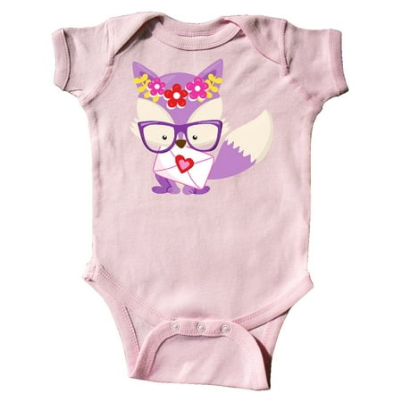 

Inktastic Valentine s Day Fox Fox With Glasses Flowers Gift Baby Boy or Baby Girl Bodysuit