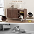 thumbnail image 5 of Naipo 37.4" Cat Litter Box Enclosure with Tambour Door,Litter Box Cabinet Furniture with Storage Shelf,Mat & Waterproof Liner,Mid-Century Brown, 5 of 12
