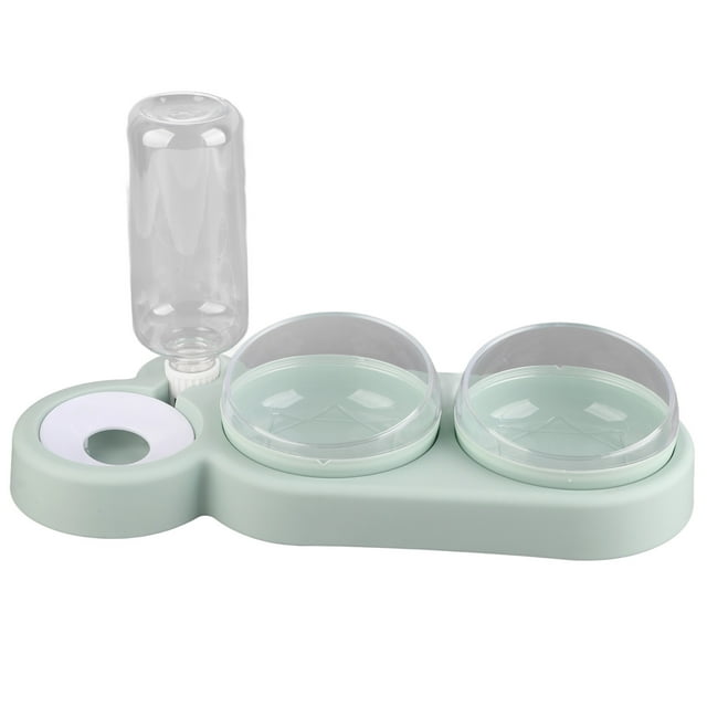 Cuenco de agua para mascotas con diseño inclinable que evita resbalones, plato de alimentación desmontable para perros y gatos con bebedero para interior, color verde