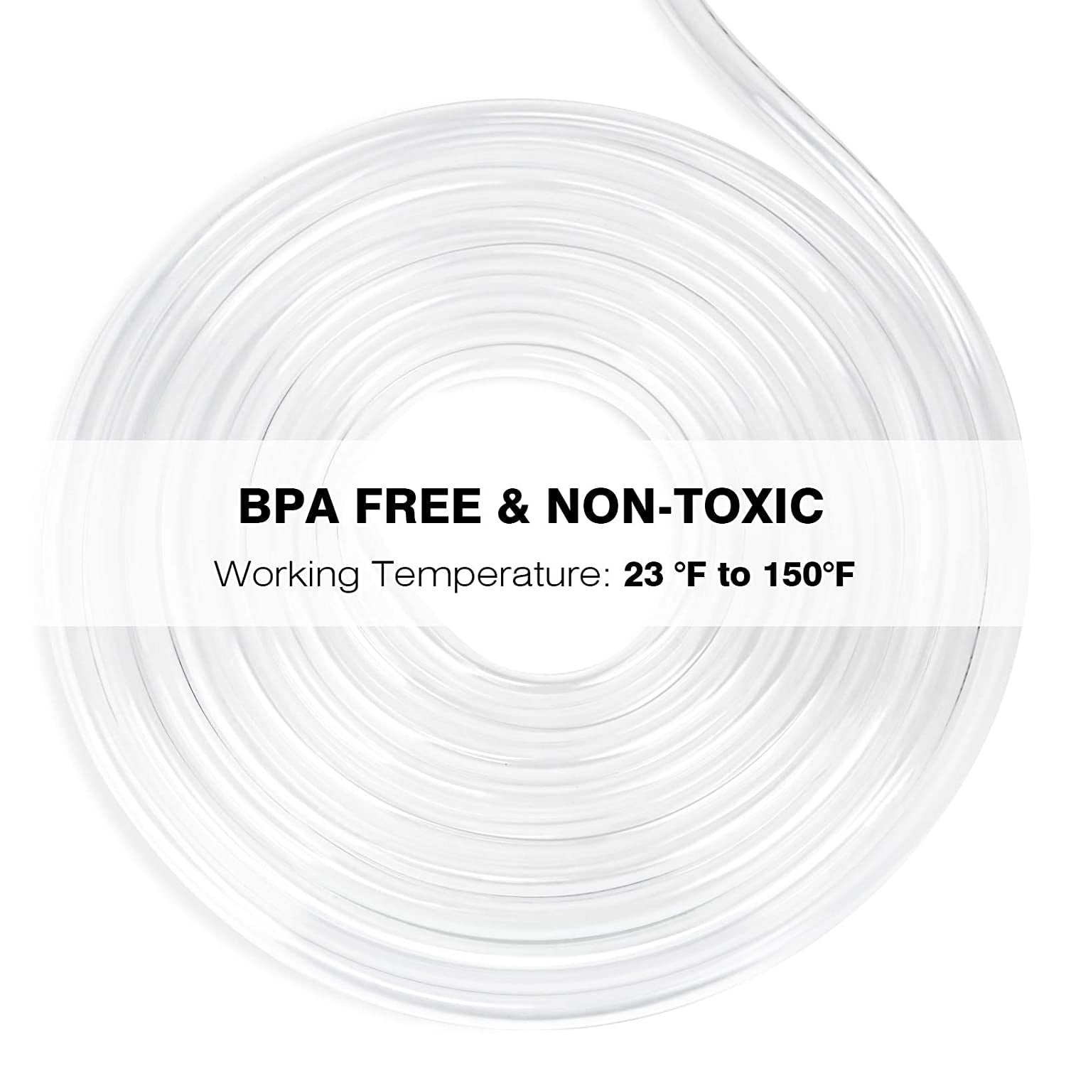 60PSI BPA Free and Non-Toxic Multipurpose Clear Tubing Reinforced with 2 Stainless Screw Clamps 1/2 ID 5/8 OD Clear Vinyl Tubing-25 Ft Flexible Plastic Tubing 
