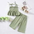 thumbnail image 2 of Toddler Girl Summer Outfit Camisole Top Pants Set Casual Playwear Birthday Indoor Comfortable Breathable 1-6 Years, 2 of 4