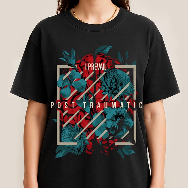 T-Shirt Post-Traumatique - Metalcore Band Merch Tee Paroles Émotionnelles - comme sur l'Image - 2TG