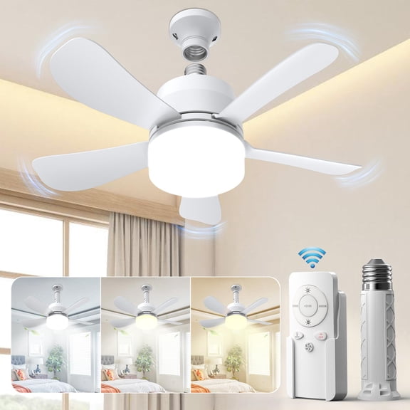 EONINI SOCKET CEILING FANS WITH LIGHTS AND REMOTE SOCKET FAN LIGHT-MULTI COL.