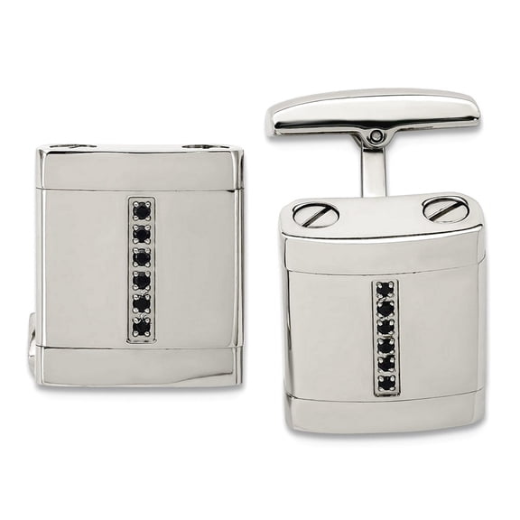 Stainless Steel Polished Black Cubic Zirconia Cuff Links Cuff Link for Men